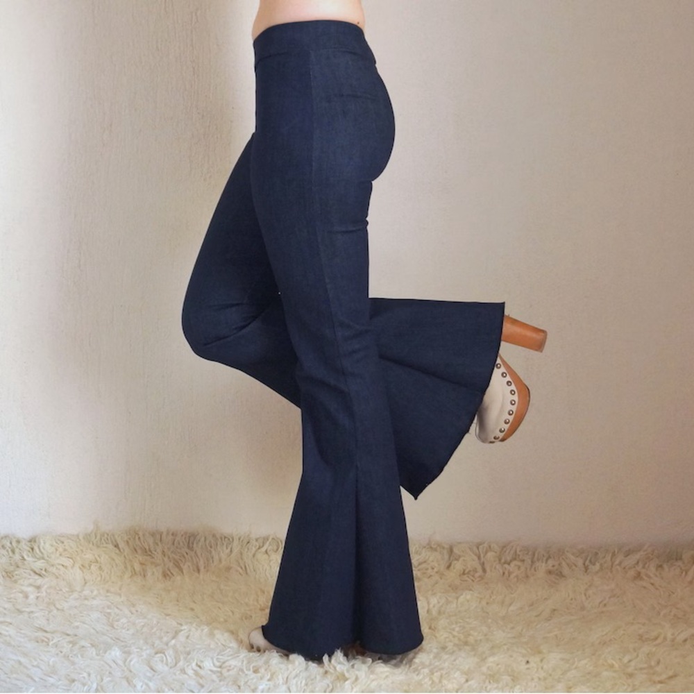 Women's bell bottom legging Jeans - Dark Blue